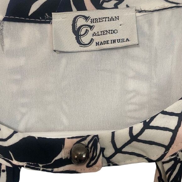 Christian Caliendo Lined Sleeveless Dress Black White Floral Splashes of Color - Picture 3 of 11